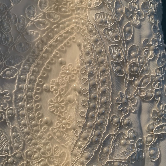 Sheer Dress Ivory A-line Corset Back Chiffon off white beaded - Picture 6 of 12